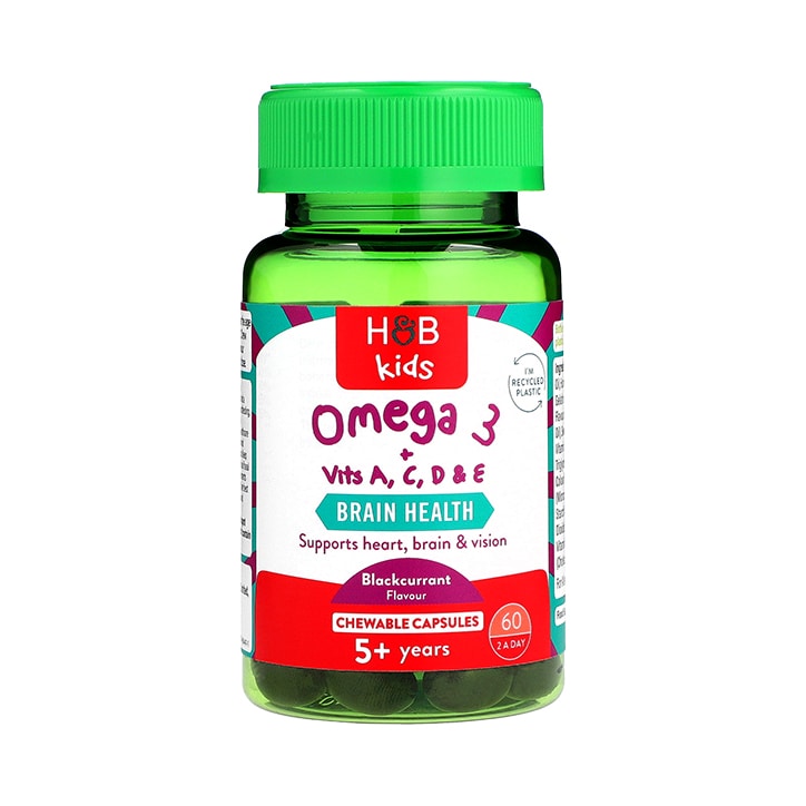 Holland & Barrett Aceite de Pescado Omega 3 Para Niños Sabor Grosella Negra Masticable - 60 cápsulas