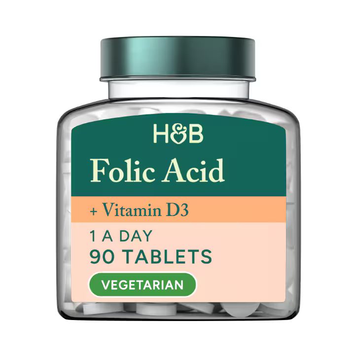 Holland & Barrett Ácido Fólico 400 µg y Vitamina D3 - 90 Comprimidos