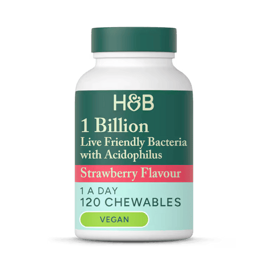 Holland & Barrett 1.000 Millones Bacterias Vivas Beneficiosas con Acidophilus - 120 Comprimidos Masticables