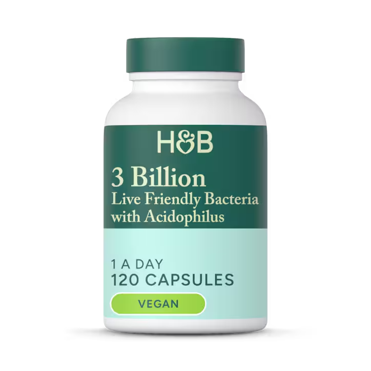 Holland & Barrett 3 Mil Millones Bacterias Vivas Amigables con Acidophilus - 120 Cápsulas