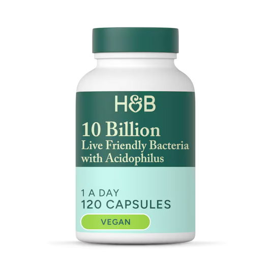 Holland & Barrett 10 Mil Millones Bacterias Vivas Beneficiosas con Acidophilus - 120 Cápsula