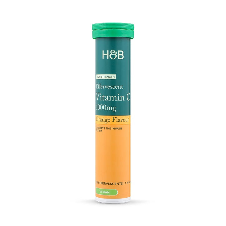 Holland & Barrett Vitamina C Efervescente de Alta Potencia 1000mg Sabor Naranja - 20 comprimidos)