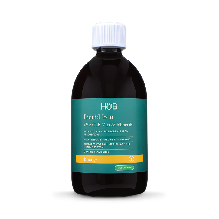 Holland & Barrett Hierro Liquido + Vitamina C, Vitamina B y Minerales Sabor Naranja - 500ml