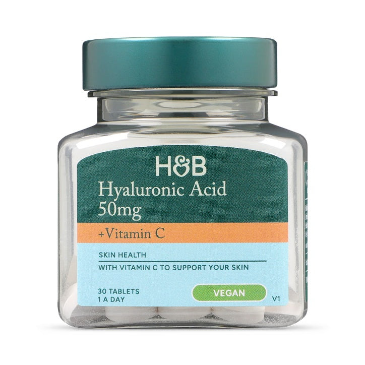 Holland & Barrett Ácido Hialurónico 50mg + Vitamina C - 30 Comprimidos