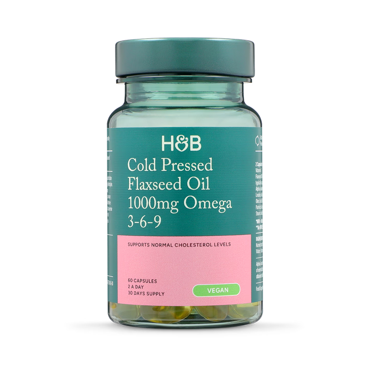 Holland & Barrett Aceite de Linaza Prensado en Frío 1000mg Omega 3-6-9 - 60 Cápsulas