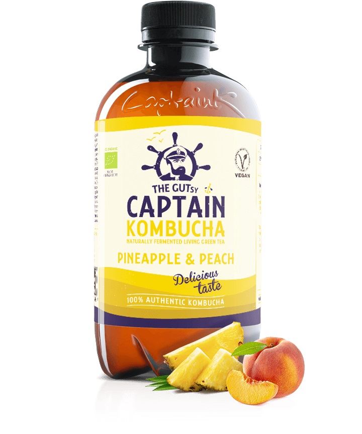 Captain Kombucha Bebida Bio-Orgánica De Piña y Melocotón Splash - 400ml