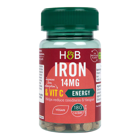 Holland & Barrett Hierro y Vitamina C 14mg - 180 Comprimidos