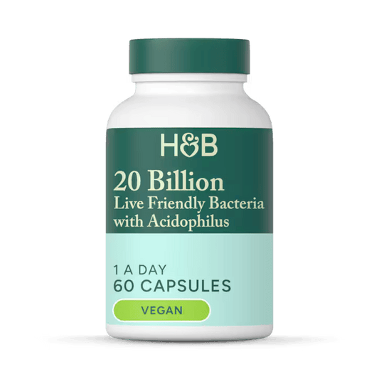 Holland & Barrett Bacterias Vivas Beneficiosas con Acidophilus 20 mil millones - 60 Cápsulas