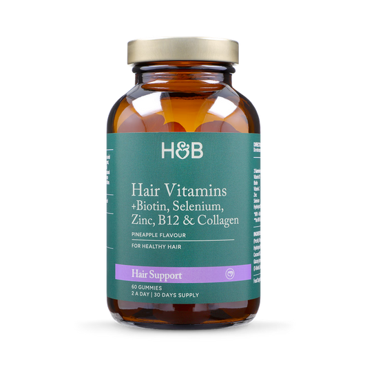 Holland & Barrett Vitaminas para el Cabello + Biotina, Selenio, Zinc, B12 y Colágeno Sabor Piña - 60 Gominolas
