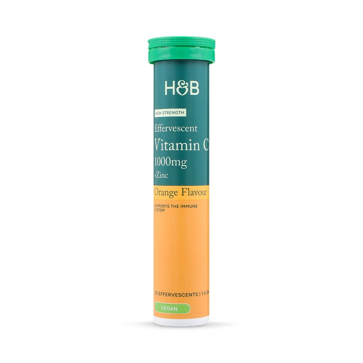 Holland & Barrett Vitamina C 1000mg y Zinc de Alta Potencia Sabor a Naranja - 20 Comprimidos Efervescentes