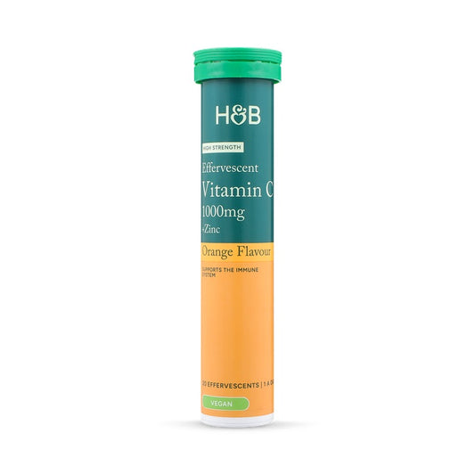 Holland & Barrett Vitamina C 1000mg y Zinc de Alta Potencia Sabor a Naranja - 20 Comprimidos Efervescentes