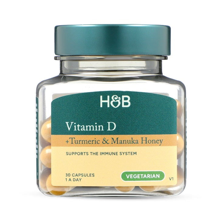 Holland & Barrett Vitamina D + Cúrcuma y Miel de Manuka - 30 Cápsulas