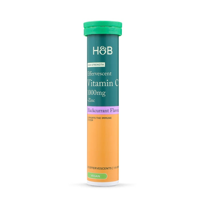 Holland & Barrett Vitamina C 1000mg y Zin de Alta Potencia con Sabor a Grosella Negra - 20 Comprimidos Efervescentes