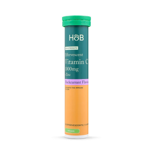 Holland & Barrett Vitamina C 1000mg y Zin de Alta Potencia con Sabor a Grosella Negra - 20 Comprimidos Efervescentes