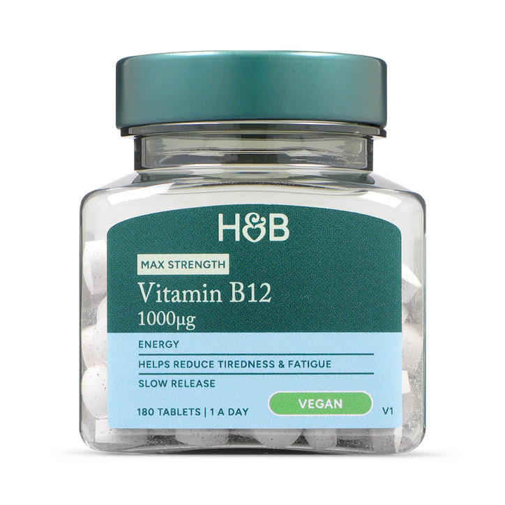 Holland & Barrett Vitamina B12 de Liberación Lenta de Alta Potencia de 1000 µg - 180 Comprimidos