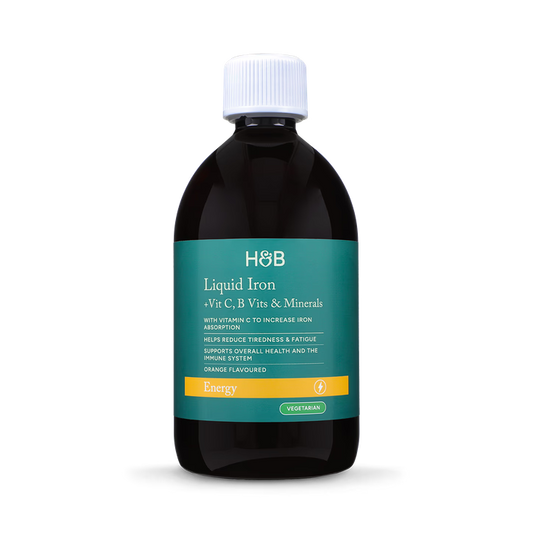 Holland & Barrett Hierro Liquido + Vitamina C, Vitamina B y Minerales Sabor Naranja - 500ml