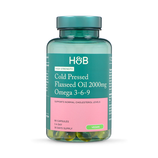 Holland & Barrett Aceite de Linaza Prensado en Frío 2000mg Alta Potencia Omega 3-6-9 - 90 Cápsulas