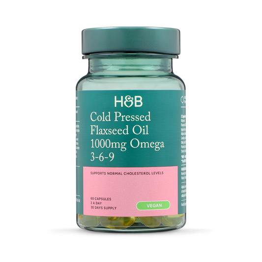 Holland & Barrett Aceite de Linaza Prensado en Frío 1000mg Omega 3-6-9 - 60 Cápsulas