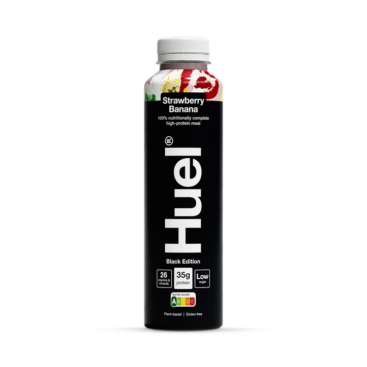 Huel Comida 100% Nutricionalmente Completa Sabor Fresa y Plátano Black Edition - 500ml