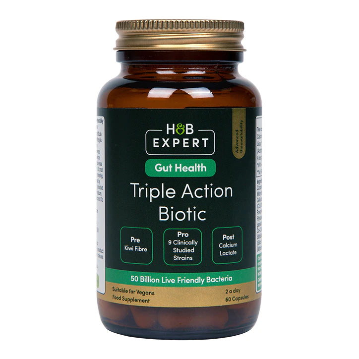 H&B Expert Triple Action Biotic Gut Formula 60 Capsules