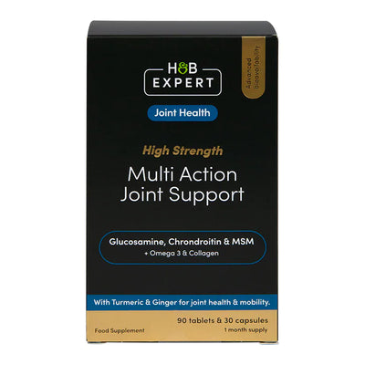 Multi Action Joint Support Glucosamina, Condroitina y MSM + Omega 3 y Colágeno Alta Potencia - 30 Capsulas