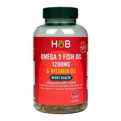 Omega 3 Fish Oil + D3 1200mg - 120 Capsules