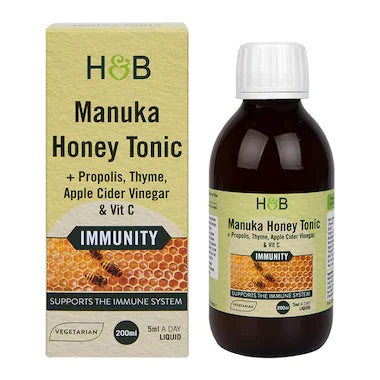 Holland & Barrett Manuka Honey Tonic + Propolis, Thyme, Apple Cider Vinegar, Vit C & Zinc 200Ml Liquid